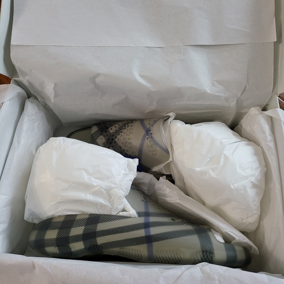 Burberry Gray Plaid Slide Sandals main image 9